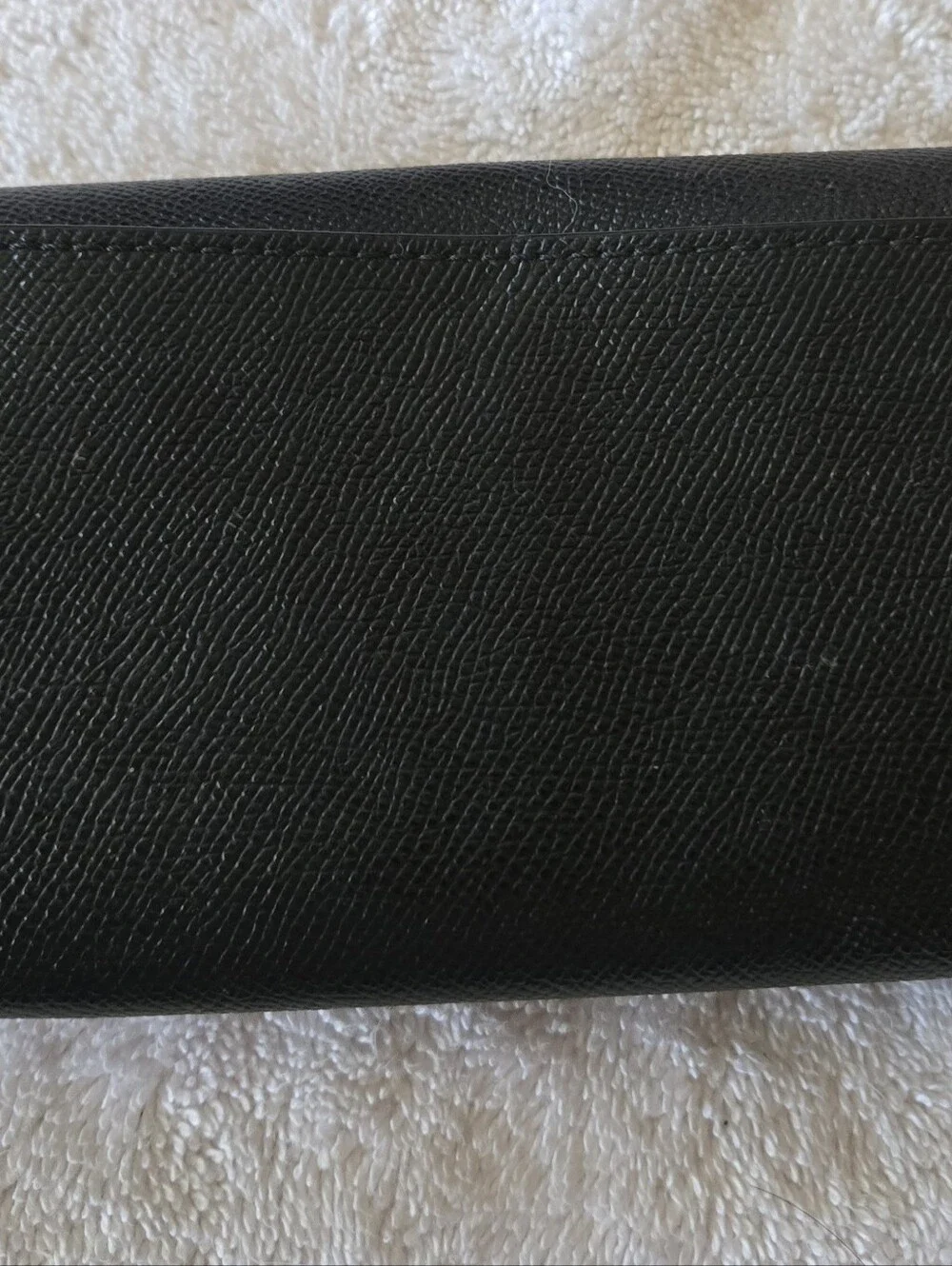 Coach Wallet Women OS Black Crossgrain Leather Slim Envelope Signature Logo